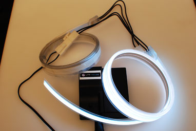 White electroluminescent strip light kit with transformer and invertor